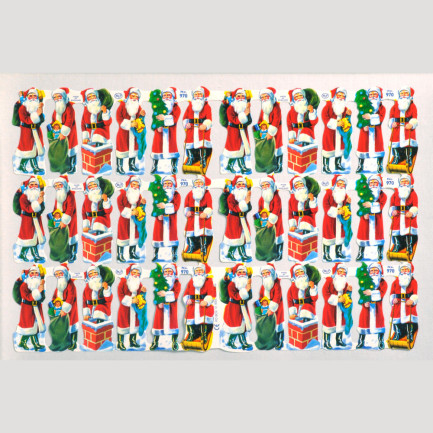 Mamelok マメロック クロモス☆スクラップシート ダイカット アンティーク調たくさんのサンタクロース クリスマス(Scrap Sheet Christmas8)☆